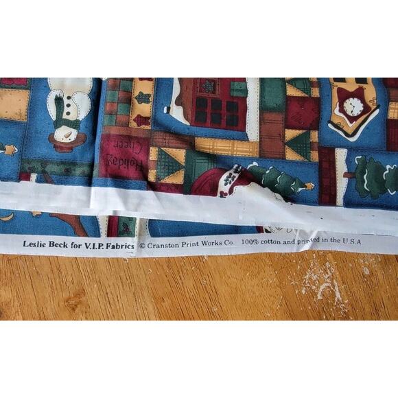 Leslie Beck For Vip Cranston Fabric Rustic Santa Snowmen Angel Patchwork 2 Yd - Picture 3 of 4